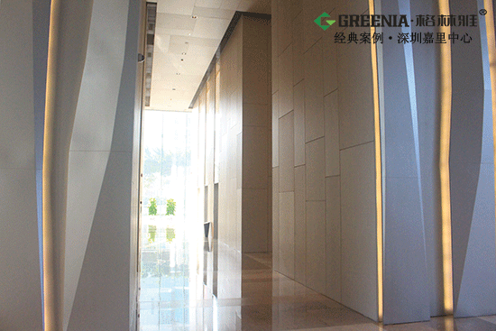 使用格林雅防火板裝修的電梯間 使用格林雅防火板裝修的電梯間