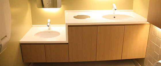 格林雅防火板裝修的廈門大學附屬中山醫院洗手臺 格林雅防火板裝修的廈門大學附屬中山醫院洗手臺