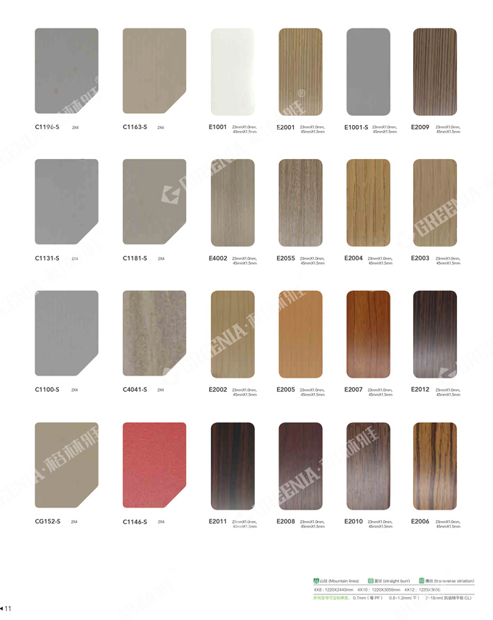 飾面防火板色卡